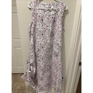 King Universal White Sleeveless Star-Print Asymmetrical Dress  Red Navy Stars M
